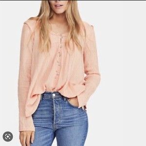 Free People sand dune henley peach S